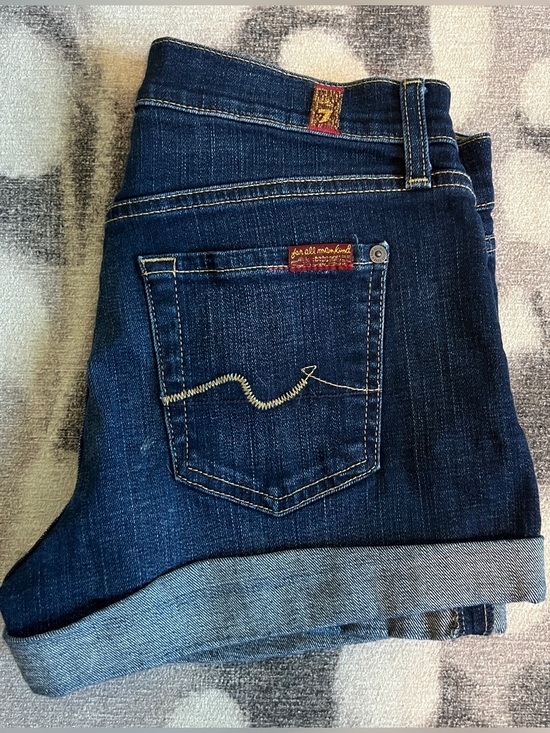 7 For All Mankind Pants - 7 FOR ALL MANKIND Denim Rolled Cuff Shorts Stretch Size 26